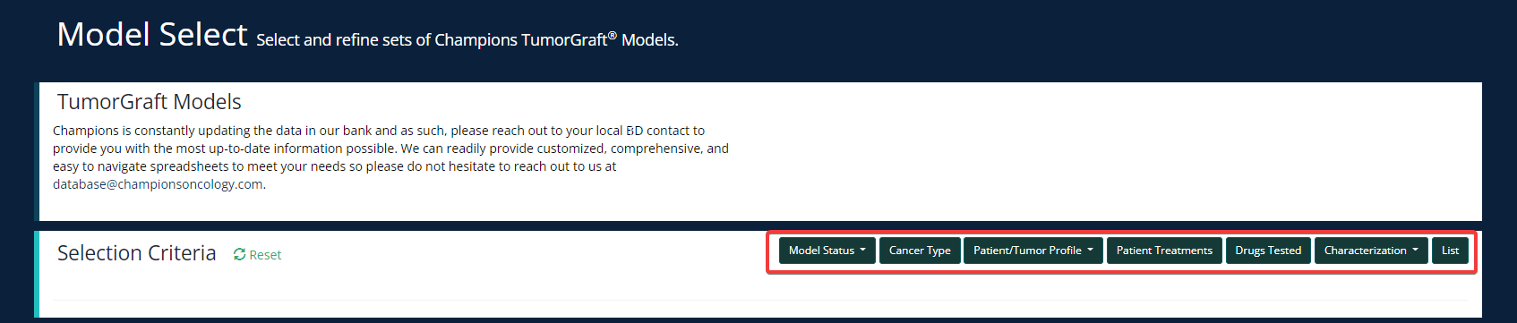 Selection Criteria for Models